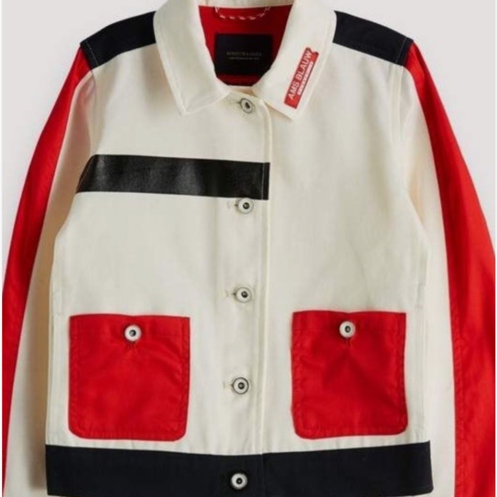 Scotch & Soda Colorblock Utility Jacket - Red, White, Black